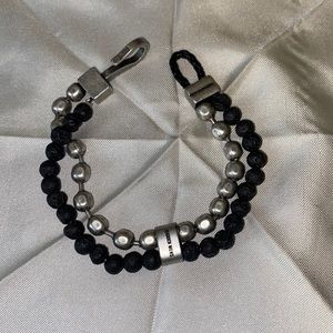 Steve Madden- Lava Beads and Metal Bracelet